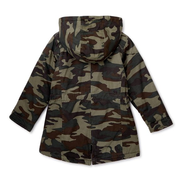 New Girls Heavyweight Cotton Faux Fur Lined Jacket - Picture 4 of 13